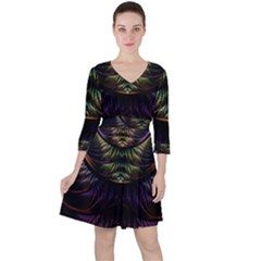 Fractal Colorful Pattern Fantasy Ruffle Dress