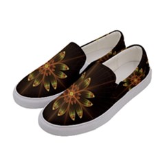 Fractal Floral Mandala Abstract Women s Canvas Slip Ons by Celenk