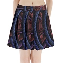 Fractal Circle Pattern Curve Pleated Mini Skirt by Celenk