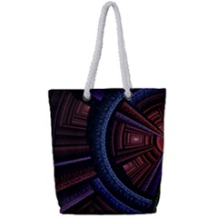 Fractal Circle Pattern Curve Full Print Rope Handle Tote (small)