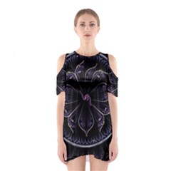 Fractal Abstract Purple Majesty Shoulder Cutout One Piece