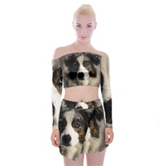 Dog Pet Art Abstract Vintage Off Shoulder Top With Mini Skirt Set by Celenk