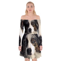 Dog Pet Art Abstract Vintage Off Shoulder Skater Dress by Celenk