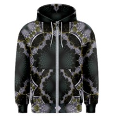 Fractal Aqua Silver Pattern Men s Zipper Hoodie by Celenk