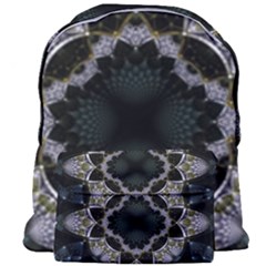 Fractal Aqua Silver Pattern Giant Full Print Backpack by Celenk