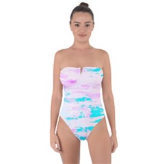 Background Art Abstract Watercolor Tie Back One Piece Swimsuit