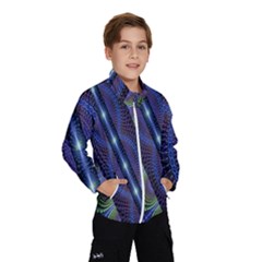 Fractal Blue Lines Colorful Wind Breaker (kids) by Celenk