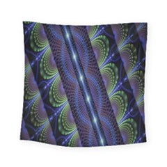 Fractal Blue Lines Colorful Square Tapestry (small) by Celenk