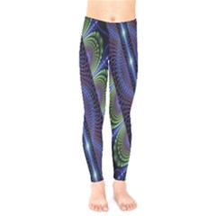 Fractal Blue Lines Colorful Kids  Legging by Celenk