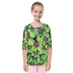 Luck Klee Lucky Clover Vierblattrig Kids  Quarter Sleeve Raglan Tee