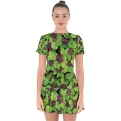 Luck Klee Lucky Clover Vierblattrig Drop Hem Mini Chiffon Dress