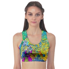 Background Art Abstract Watercolor Sports Bra