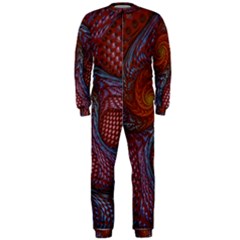 Fractal Red Fractal Art Digital Art Onepiece Jumpsuit (men)  by Celenk