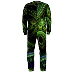 Fractal Green Gears Fantasy Onepiece Jumpsuit (men)  by Celenk