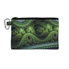 Fractal Green Gears Fantasy Canvas Cosmetic Bag (medium)