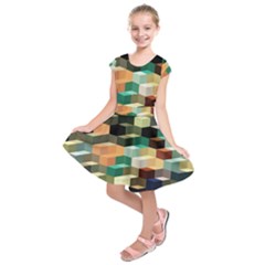 Art Design Color Pattern Creative 3d Kids  Short Sleeve Dress by Celenk