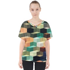 Art Design Color Pattern Creative 3d V-neck Dolman Drape Top by Celenk