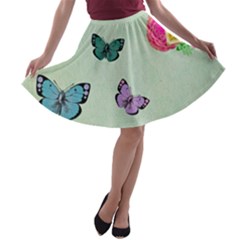 Whimsical Shabby Chic Collage A-line Skater Skirt by NouveauDesign