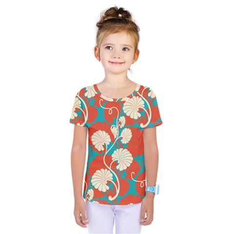 Floral Asian Vintage Pattern Kids  One Piece Tee by NouveauDesign