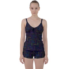 Lines Line Background Tie Front Two Piece Tankini by Celenk