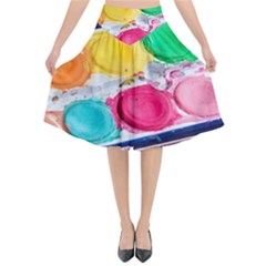 Palette Brush Paint Box Color Flared Midi Skirt