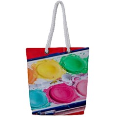 Palette Brush Paint Box Color Full Print Rope Handle Tote (small)