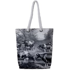 Holstein Fresian Cows Fresian Cows Full Print Rope Handle Tote (small)