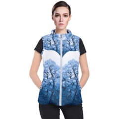 Nature Inspiration Trees Blue Women s Puffer Vest