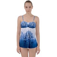 Nature Inspiration Trees Blue Babydoll Tankini Set