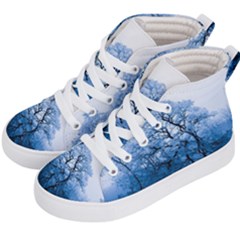 Nature Inspiration Trees Blue Kid s Hi-top Skate Sneakers by Celenk