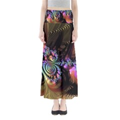 Fractal Colorful Background Full Length Maxi Skirt by Celenk