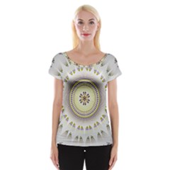 Mandala Fractal Decorative Cap Sleeve Tops by Celenk