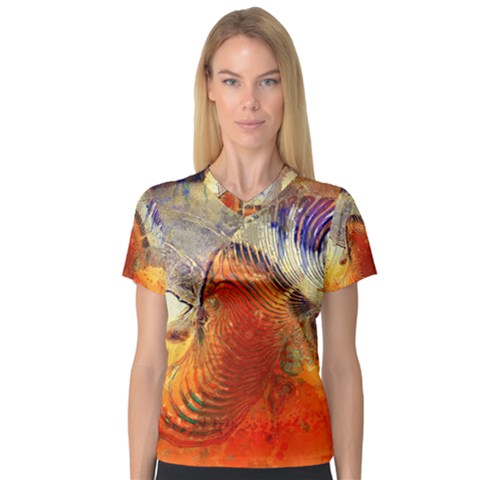 Dirty Dirt Image Spiral Wave V-neck Sport Mesh Tee by Celenk