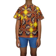 Dancing Butterfly Kaleidoscope Kids  Short Sleeve Swimwear