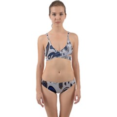 Pattern Embroidery Fabric Sew Wrap Around Bikini Set by Celenk