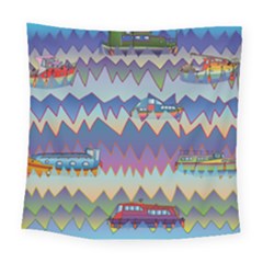 Zig Zag Boats Square Tapestry (large) by CosmicEsoteric