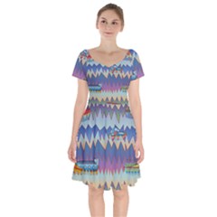 Zig Zag Boats Short Sleeve Bardot Dress by CosmicEsoteric