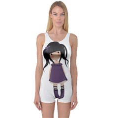 Dolly Girl In Purple One Piece Boyleg Swimsuit by Valentinaart