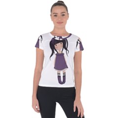 Dolly Girl In Purple Short Sleeve Sports Top  by Valentinaart