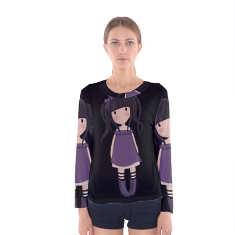 Dolly Girl In Purple Women s Long Sleeve Tee by Valentinaart