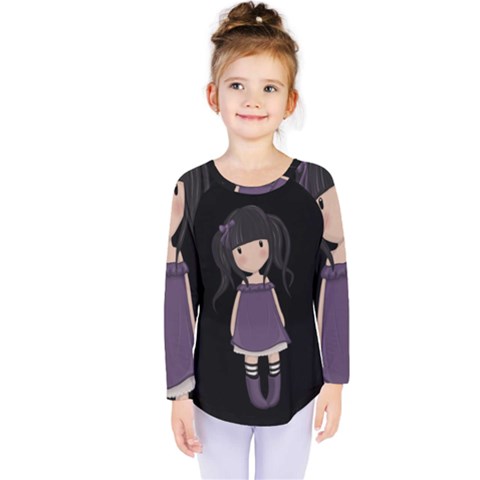 Dolly Girl In Purple Kids  Long Sleeve Tee by Valentinaart