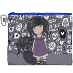 Dolly Girl In Purple Canvas Cosmetic Bag (xxxl) by Valentinaart