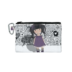 Dolly Girl In Purple Canvas Cosmetic Bag (small) by Valentinaart