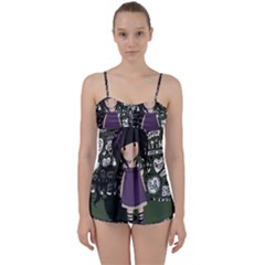 Dolly Girl In Purple Babydoll Tankini Set by Valentinaart