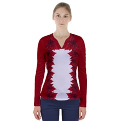 Canada Maple Leaf Art V-neck Long Sleeve Top by CanadaSouvenirs