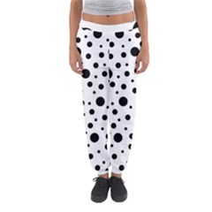 Black On White Polka Dot Pattern Women s Jogger Sweatpants by LoolyElzayat