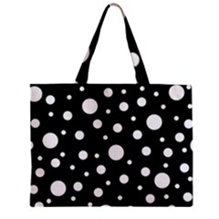 White On Black Polka Dot Pattern Zipper Mini Tote Bag by LoolyElzayat