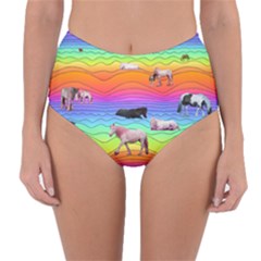 Horses In Rainbow Reversible High-waist Bikini Bottoms