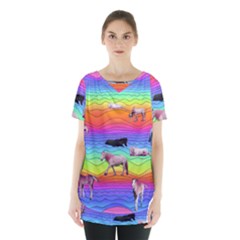 Horses In Rainbow Skirt Hem Sports Top by CosmicEsoteric