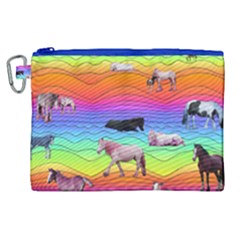 Horses In Rainbow Canvas Cosmetic Bag (xl)